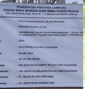 Kualitas Pekerjaan Konstruksi PT. Mulia Putra Pertama di Tubaba Diragukan